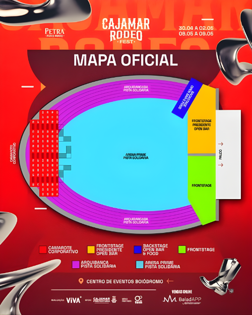 Mapa oficial dos setores do Cajamar Rodeo